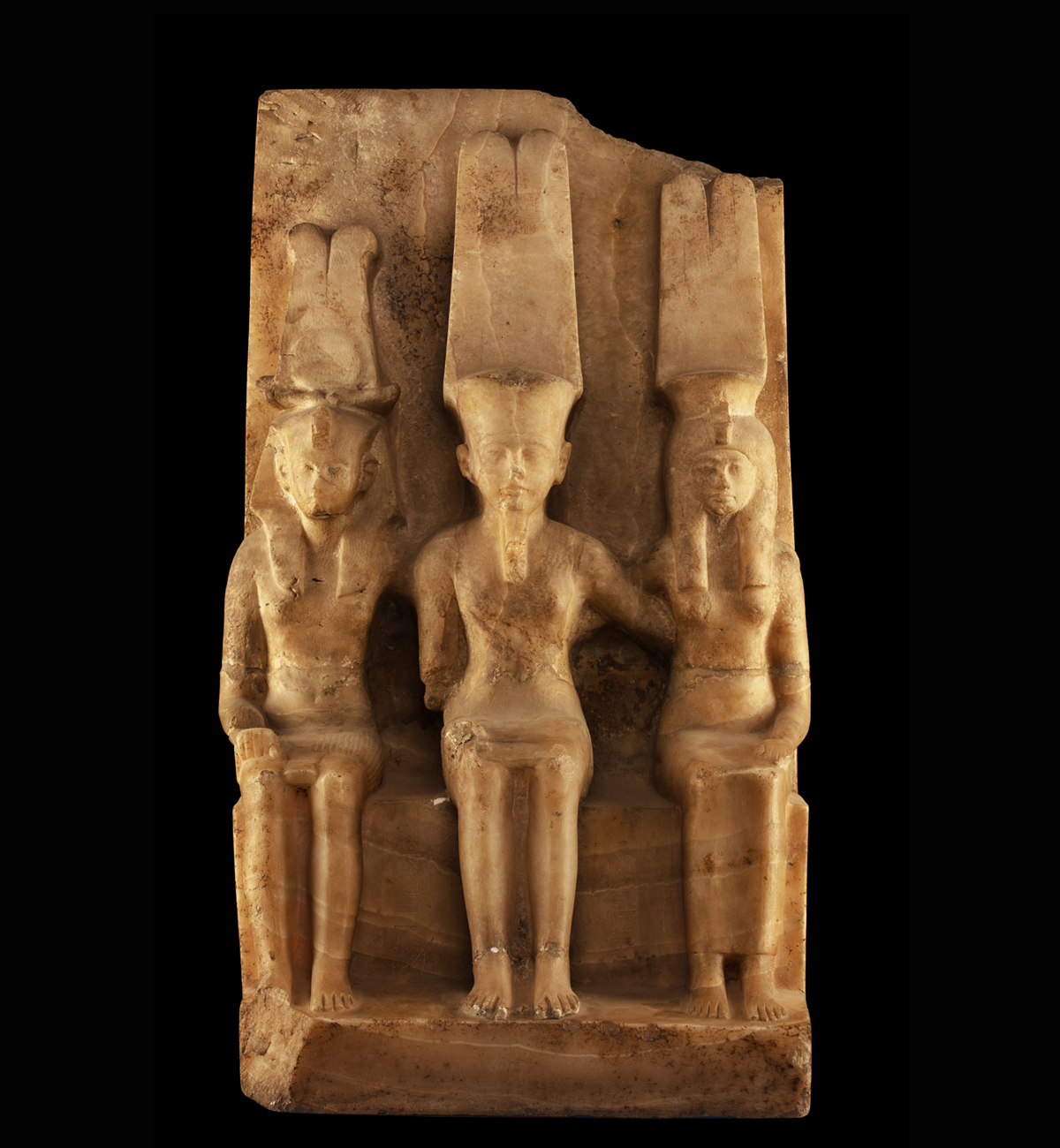 Group Statue of  Amun-Re, King Thutmose I and Queen Ahmose
