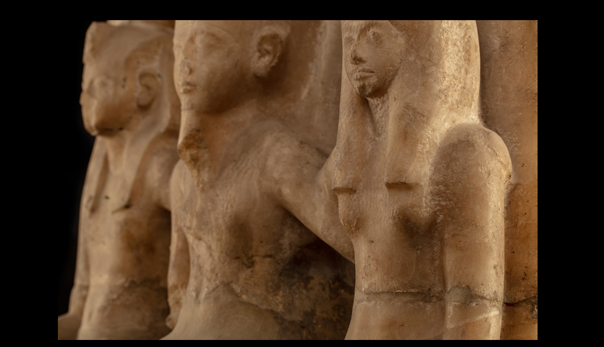 Group Statue of Amun-Re, King Thutmose I and Queen Ahmose