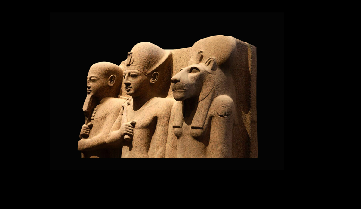 Statue of God Ptah, King Ramesses II  and Goddess Sekhmet